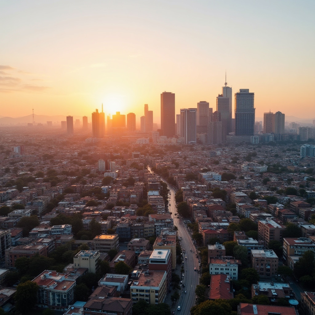 Isibhakabhaka sedolobha laseGoli ngesikhathi segolide esibonisa imibhoshongo yesigodi sebhizinisi esedolobheni, izimpawu zaseHillbrow, nokuthuthukiswa kwezindawo ezivela ebangeni eliphakathi lezindawo zokuhlala