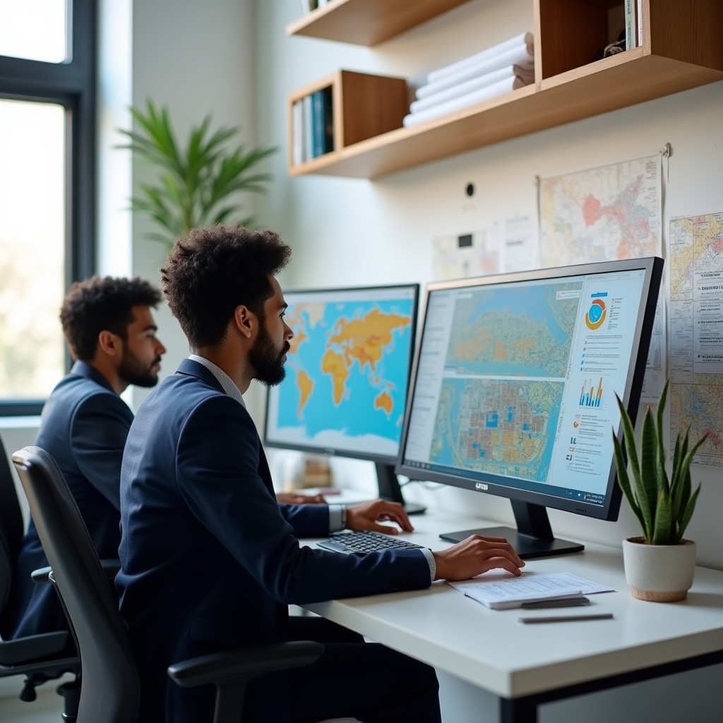 Umhlazi wocwaningo lwedolobha ebuyekeza idatha yokuthuthukiswa kwezindawo ezibukweni eziningi endaweni yomsebenzi yesimanje